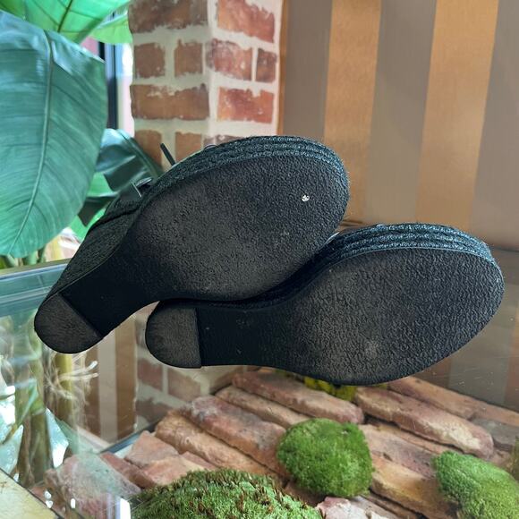 SAINT LAURENT Tribute Black Leather Espadrille Wedges SZ 39 - Picture 6 of 6